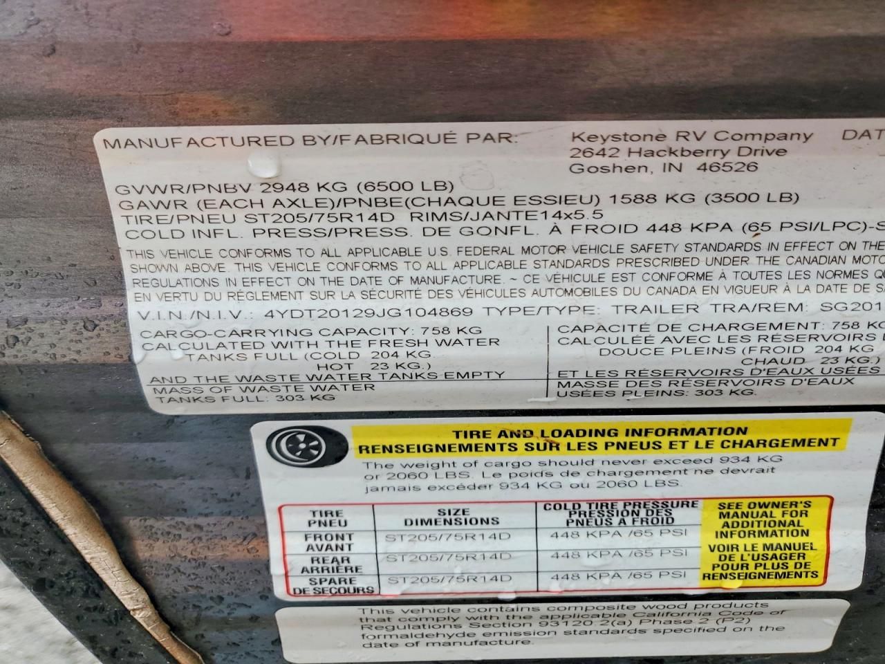 2018 Keystone Trailer