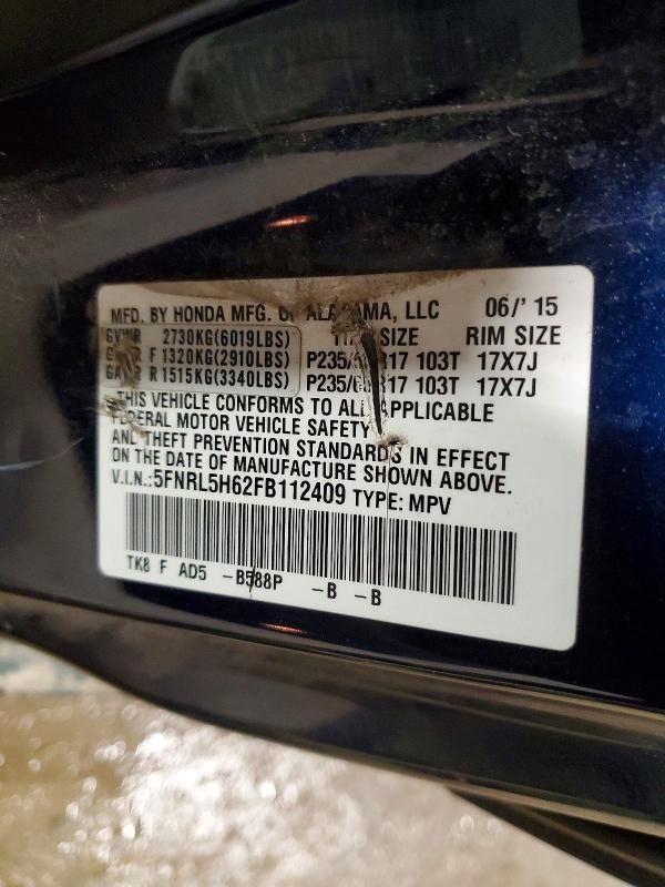 2015 Honda Odyssey exl