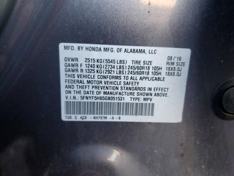 2016 Honda Pilot exl