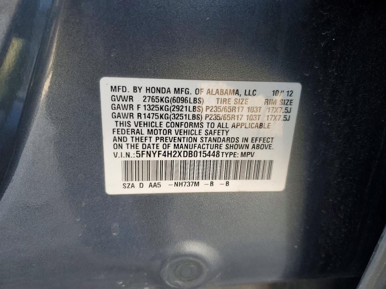 2013 Honda Pilot lx