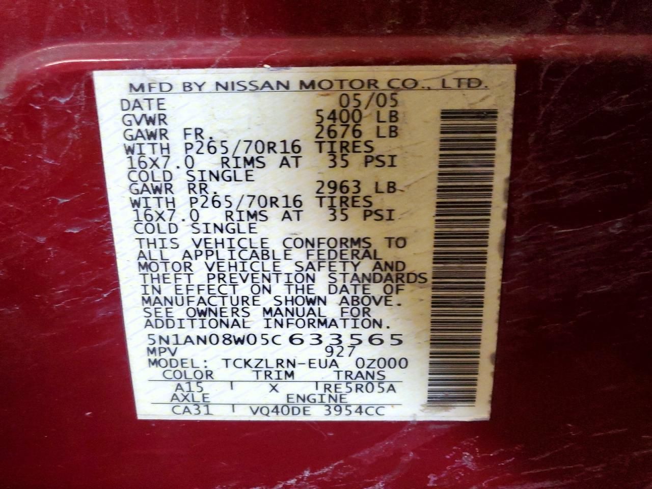 2005 Nissan Xterra off Road