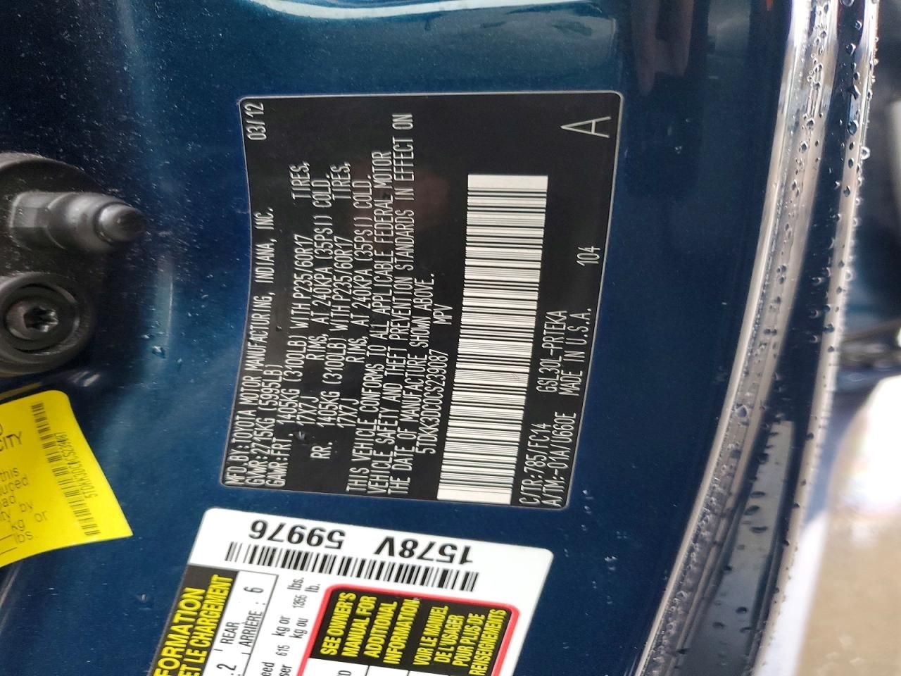 2012 Toyota Sienna le