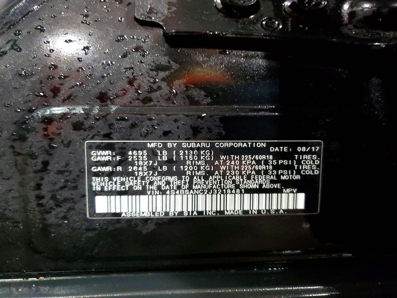 2018 Subaru Outback 2.5i Limited