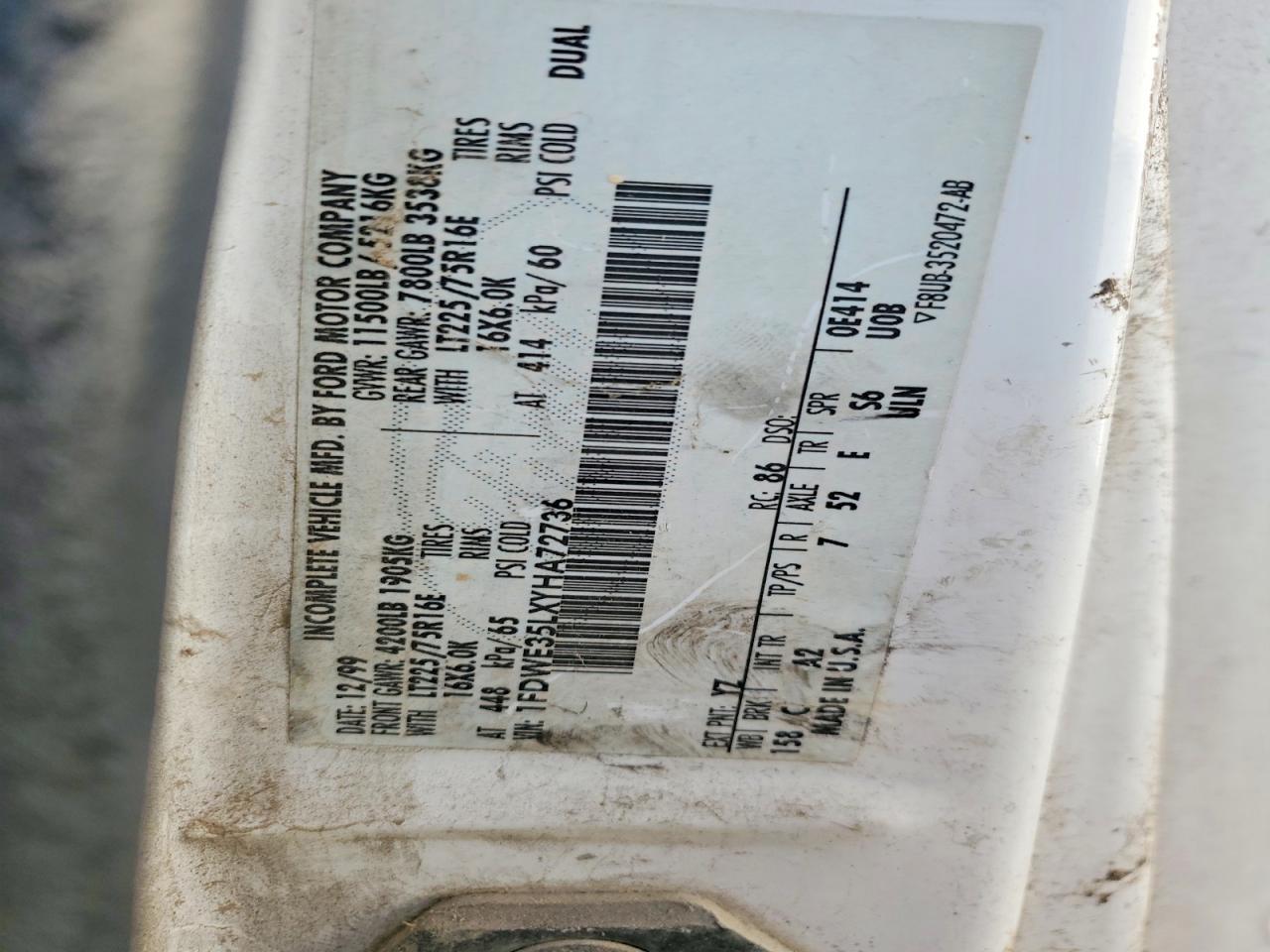 2000 Ford Econoline E350 Super Duty Cutaway Van