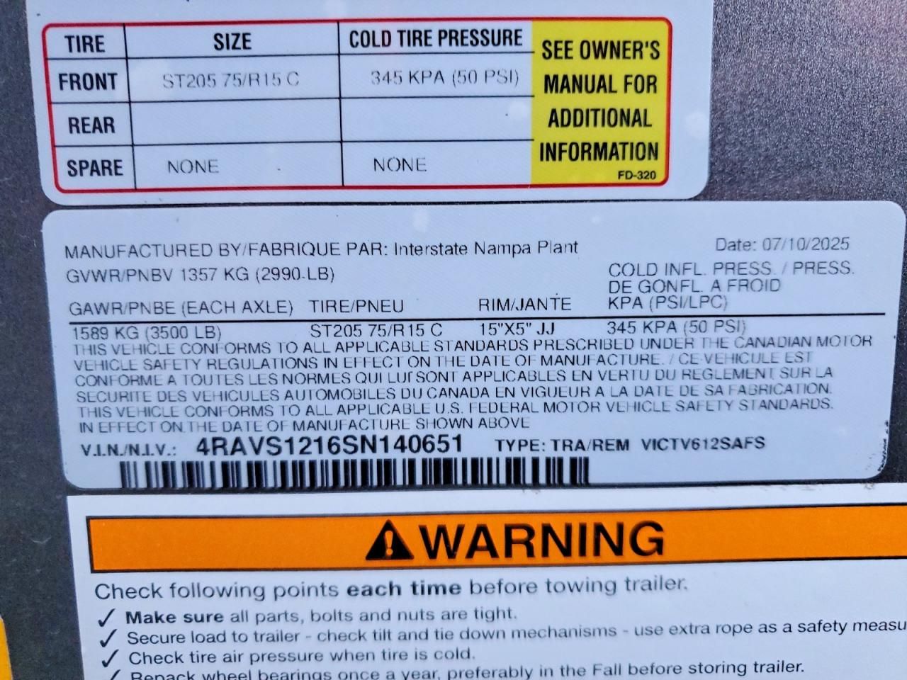 2025 Interstate Victv612safs Enclosed Cargo Trailer