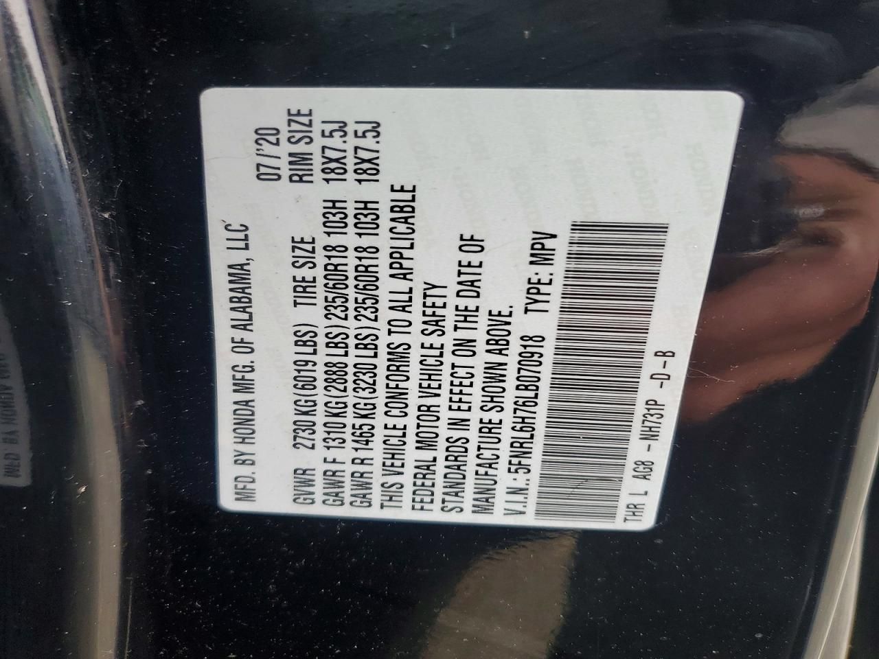 2020 Honda Odyssey exl