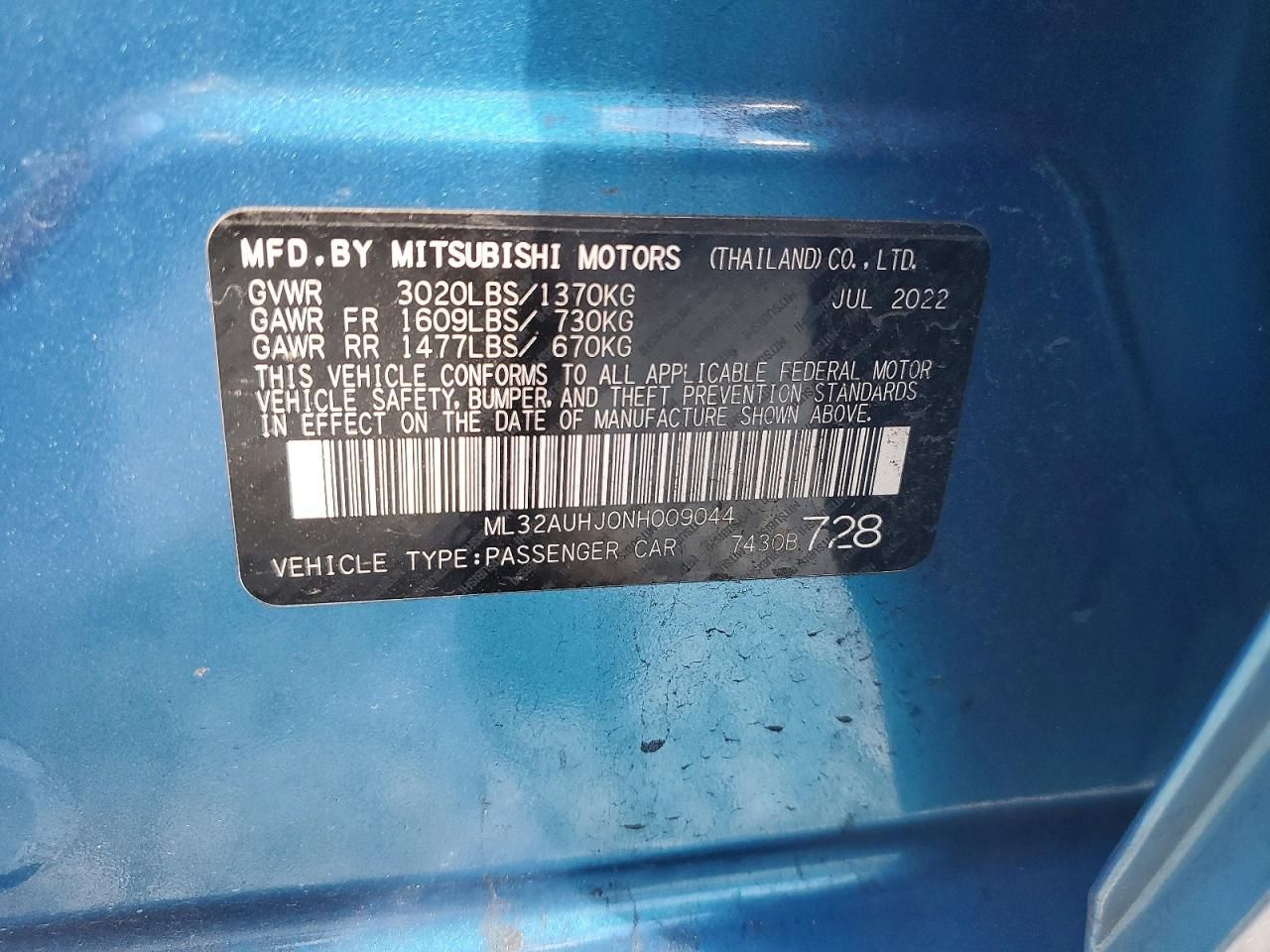 2022 Mitsubishi Mirage es