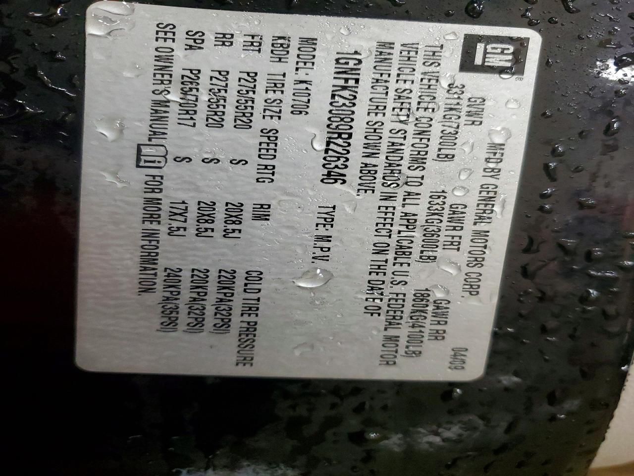 2009 Chevrolet Tahoe K1500 lt