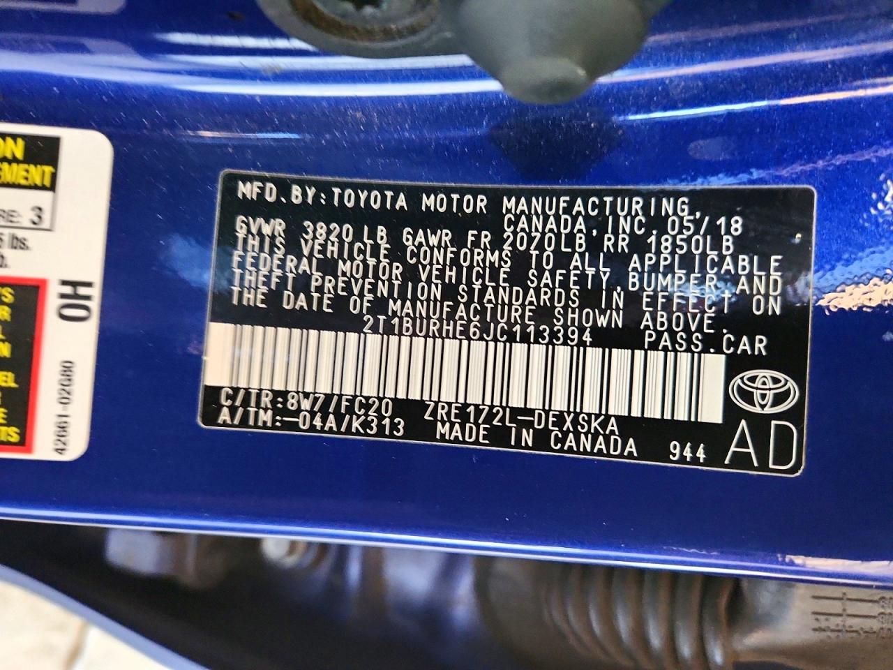 2018 Toyota Corolla l