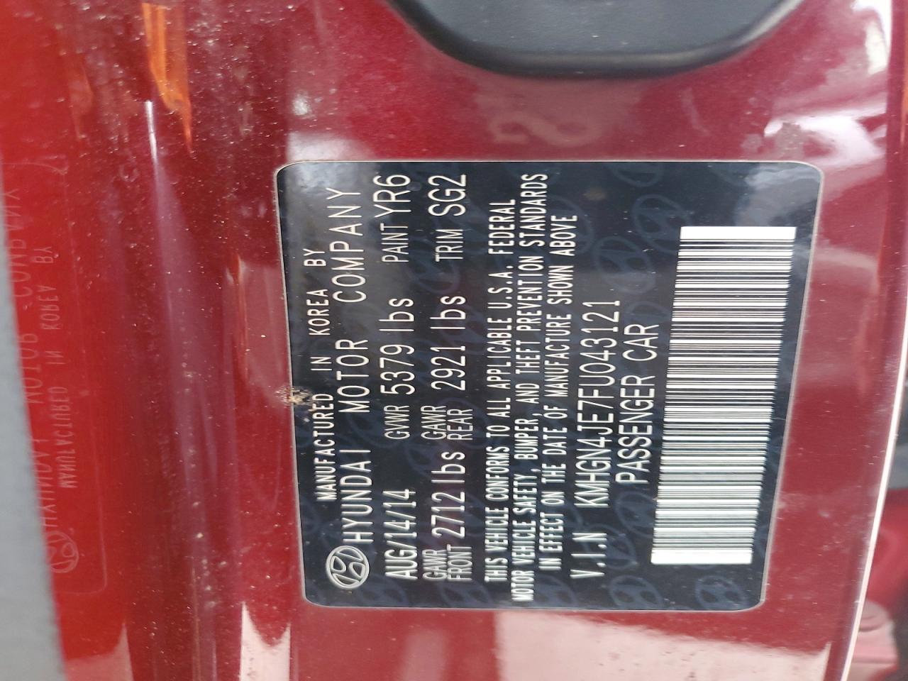 2015 Hyundai Genesis 3.8l