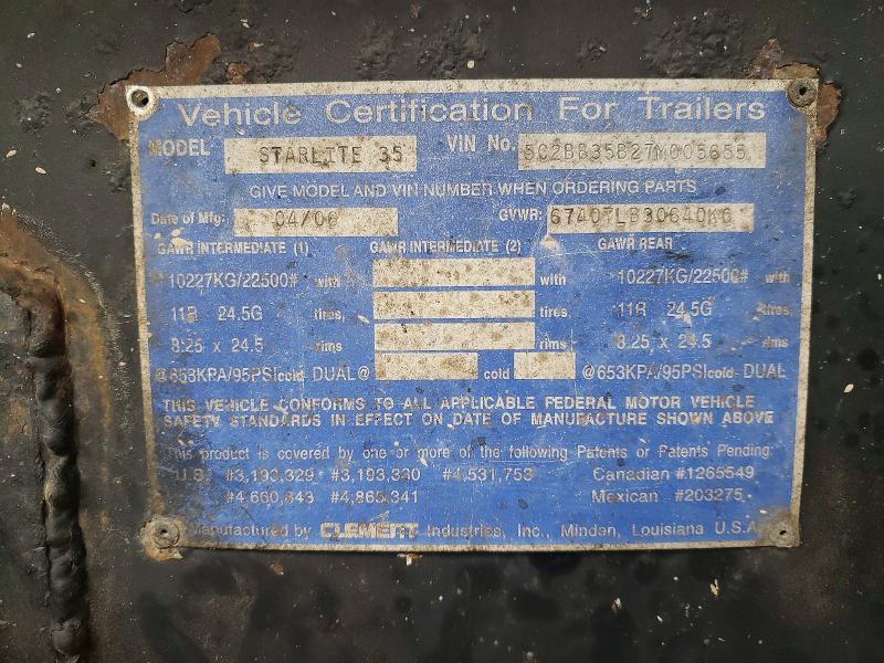 2007 Clement Starlite 35 end Dump Trailer