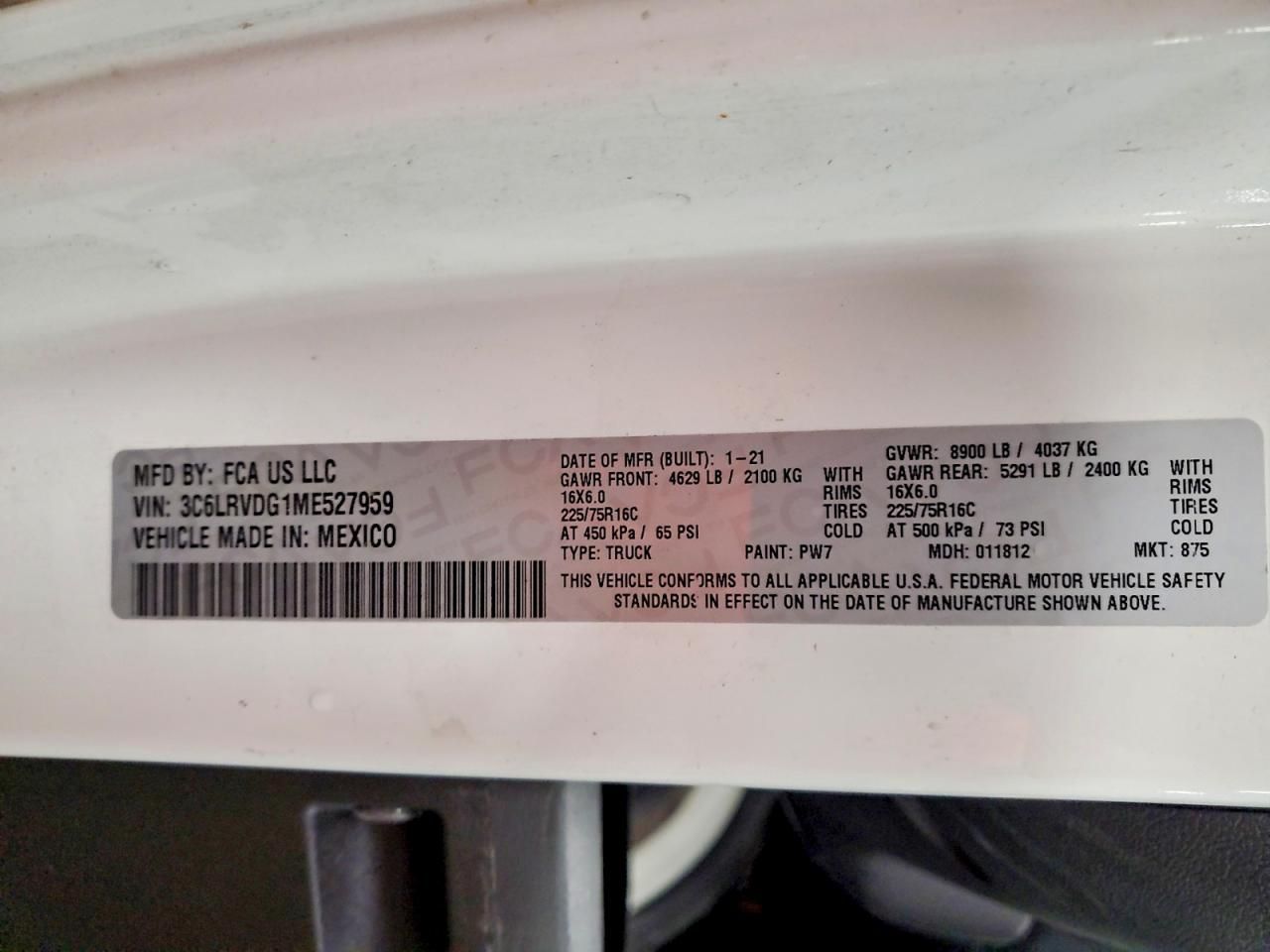 2021 Dodge RAM Promaster 2500 Utility / Service Van