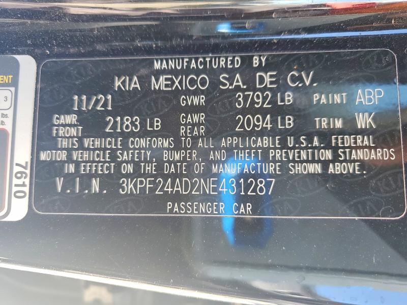 2022 KIA Forte fe