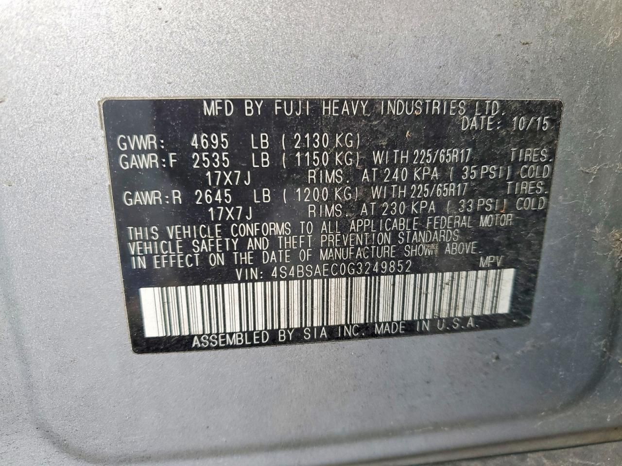 2016 Subaru Outback 2.5i Premium