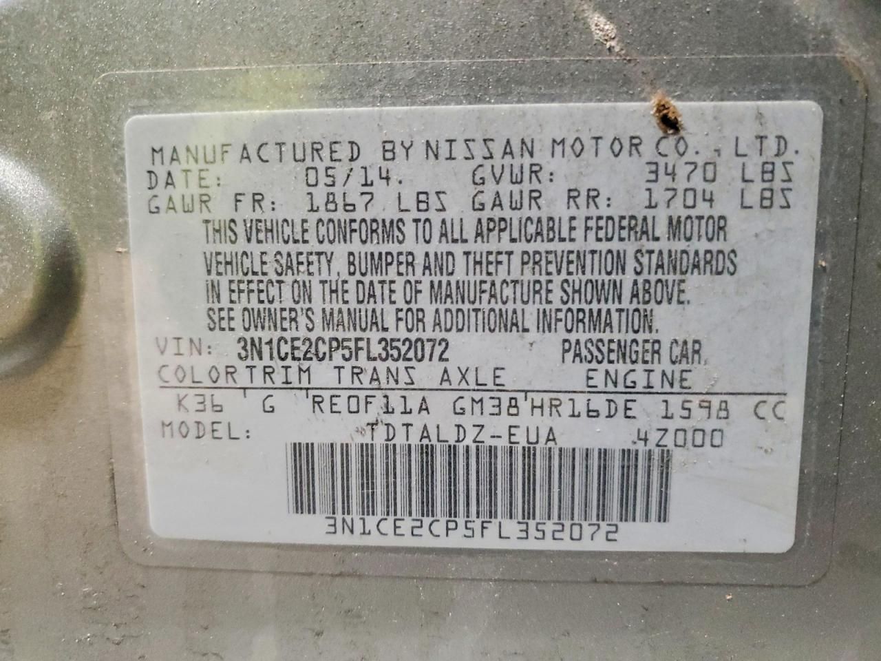 2015 Nissan Versa Note s