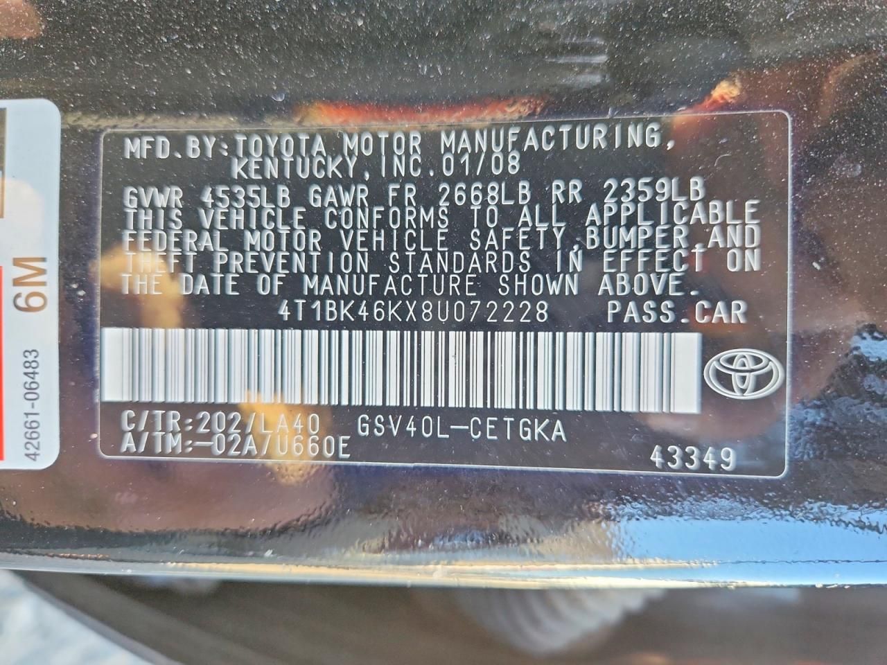 2008 Toyota Camry le