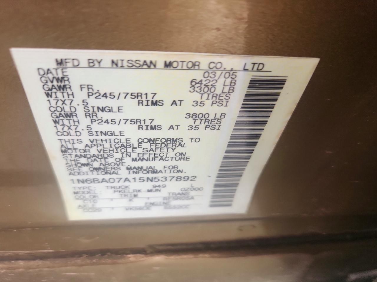 2005 Nissan Titan XE