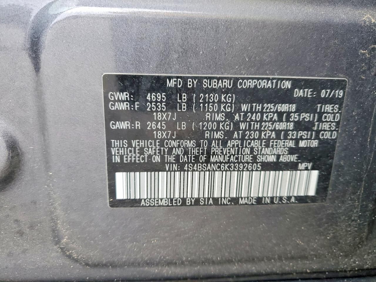 2019 Subaru Outback 2.5i Limited