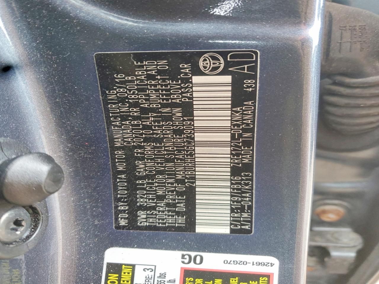 2016 Toyota Corolla l