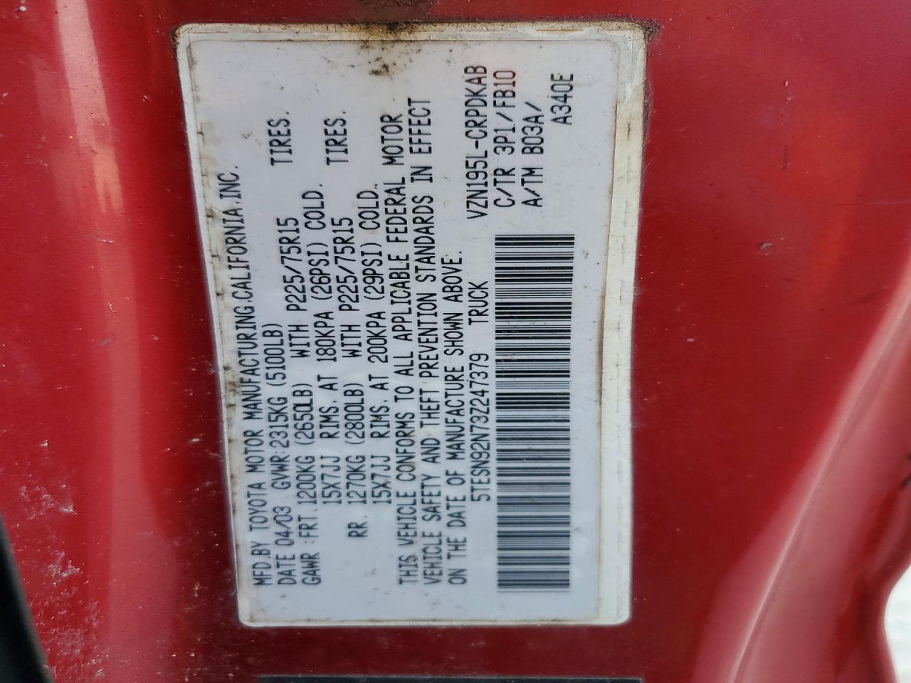 2003 Toyota Tacoma Xtracab Prerunner
