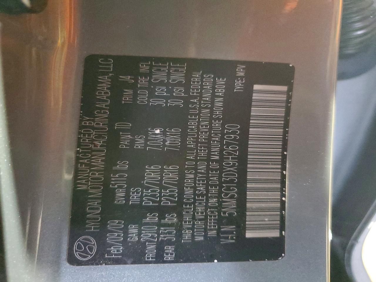 2009 Hyundai Santa fe gls