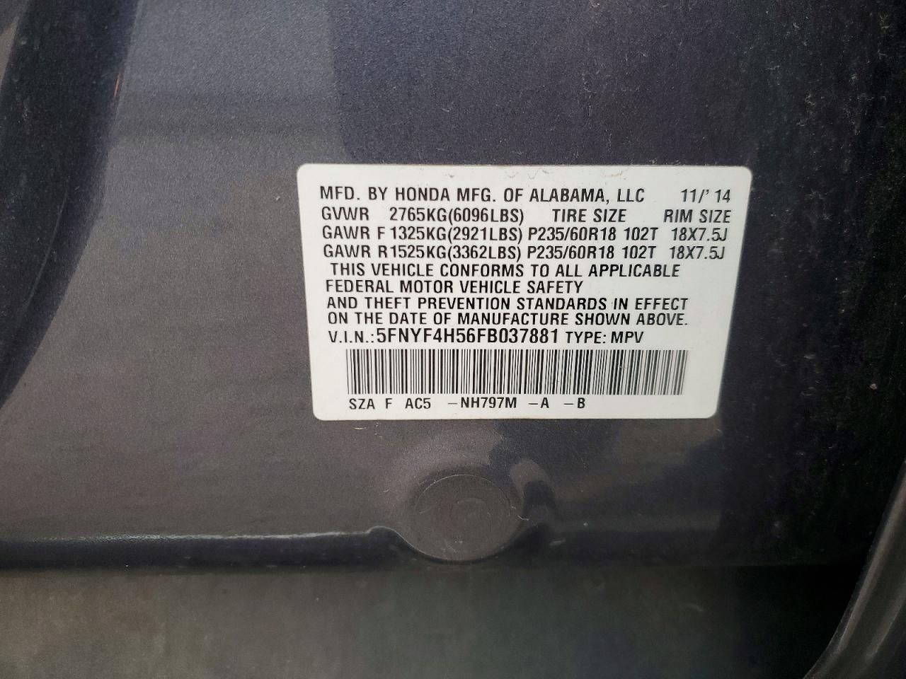 2015 Honda Pilot exl