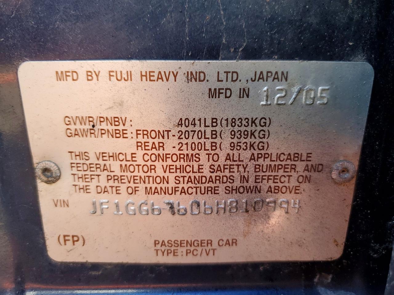 2006 Subaru Impreza 2.5i Sports Wagon