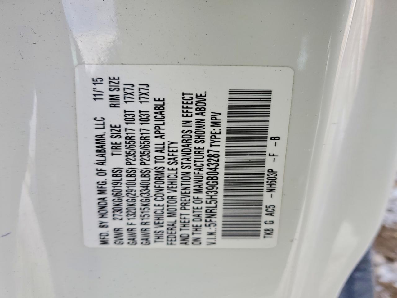 2016 Honda Odyssey se