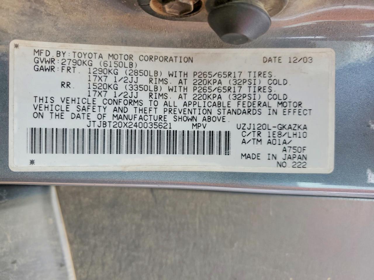 2004 Lexus Gx 470 Base