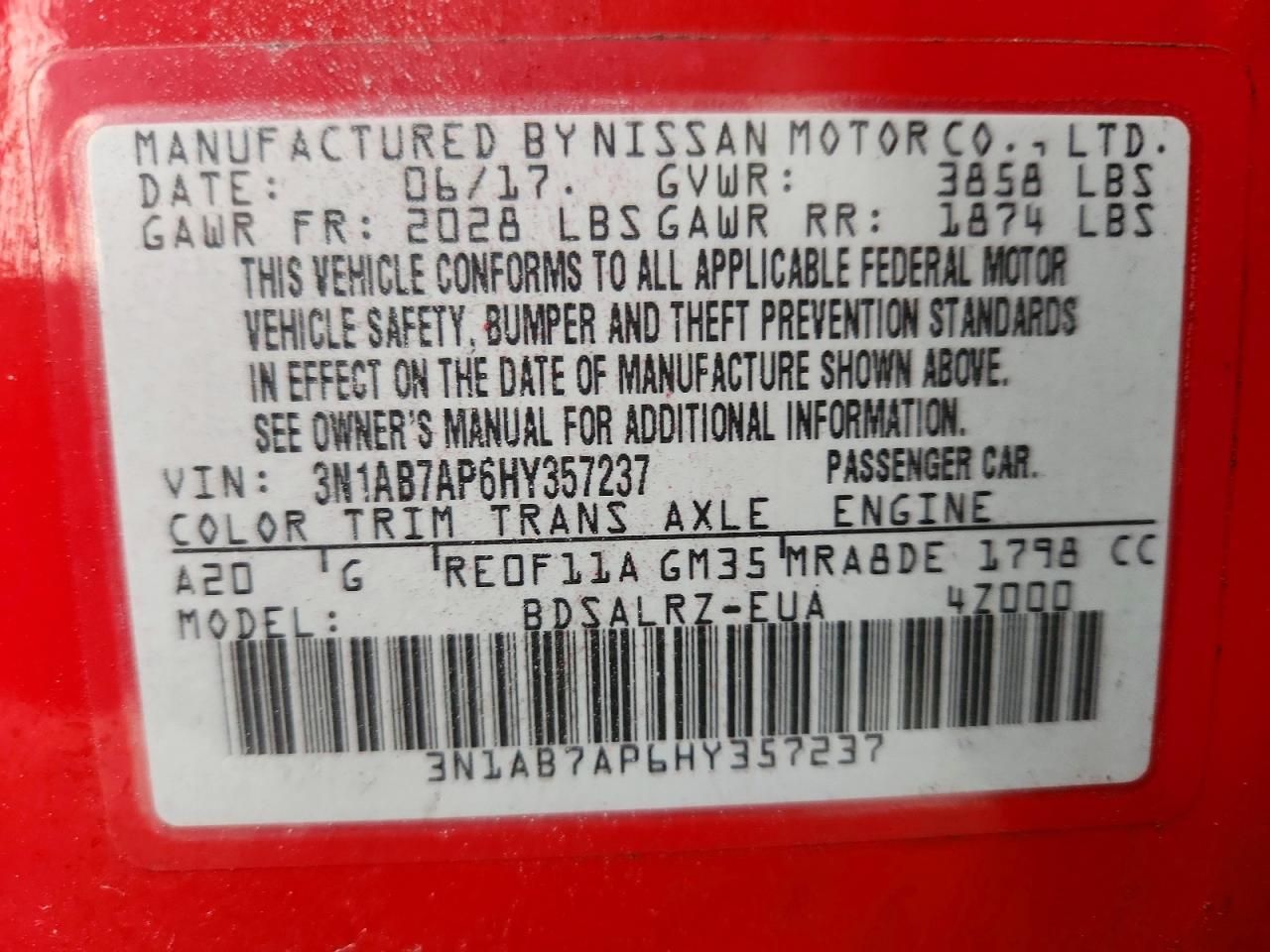 2017 Nissan Sentra s