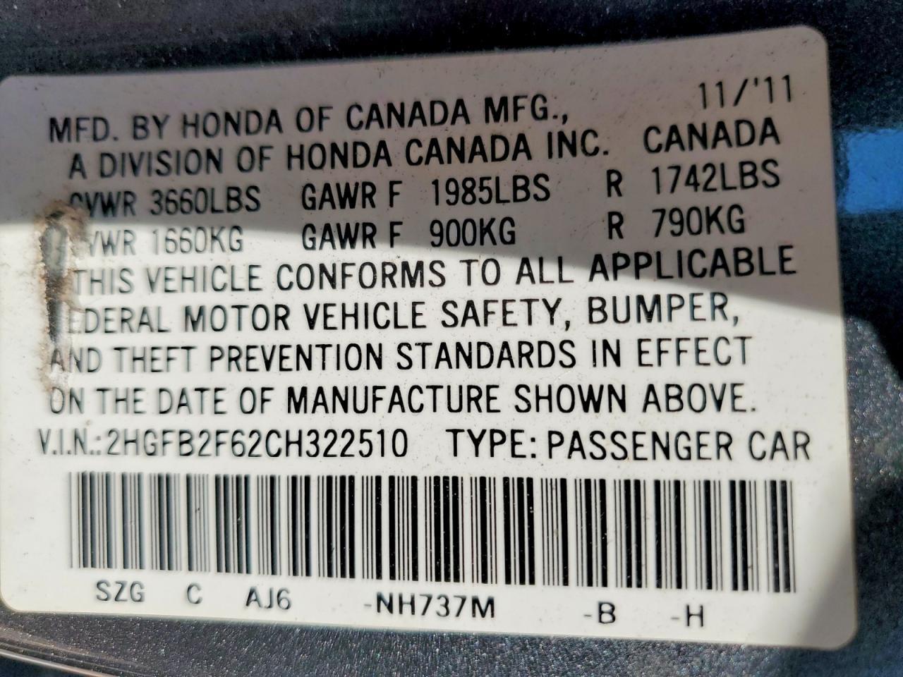 2012 Honda Civic hf