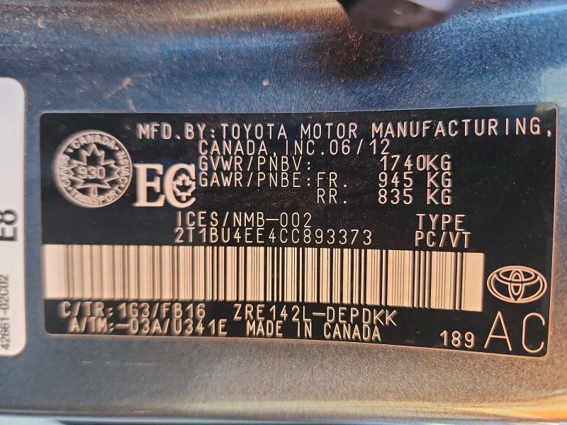 2012 Toyota Corolla Base