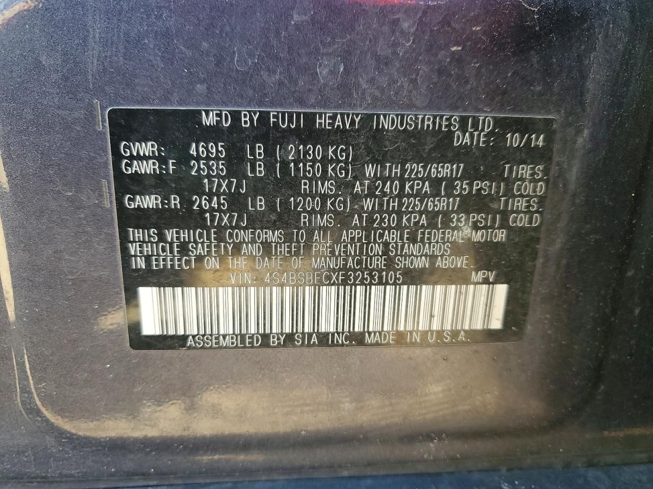 2015 Subaru Outback 2.5i Premium