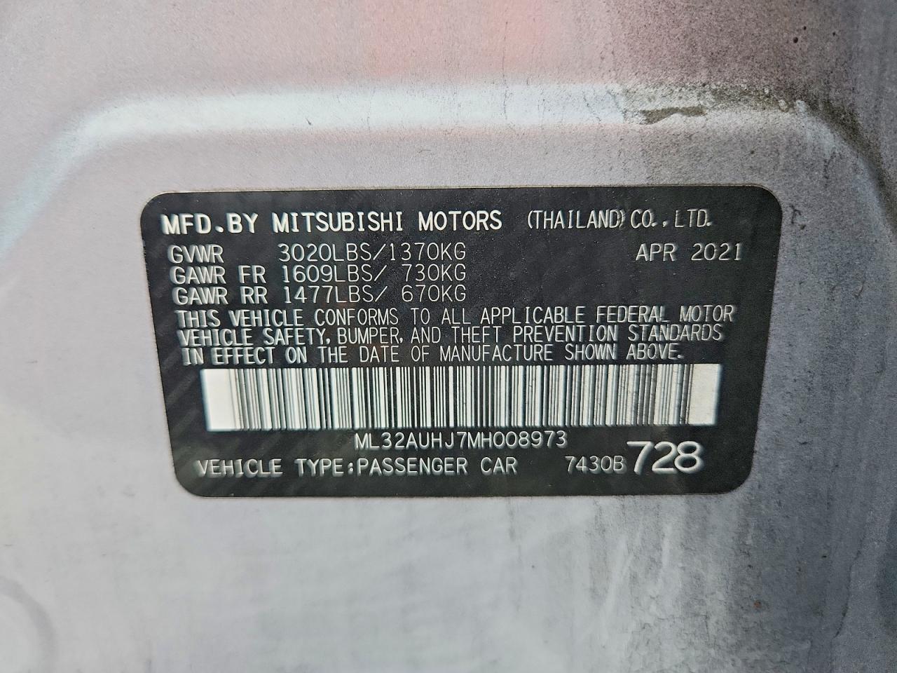 2021 Mitsubishi Mirage es