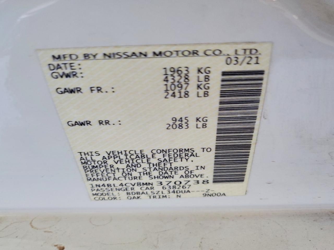 2021 Nissan Altima sr