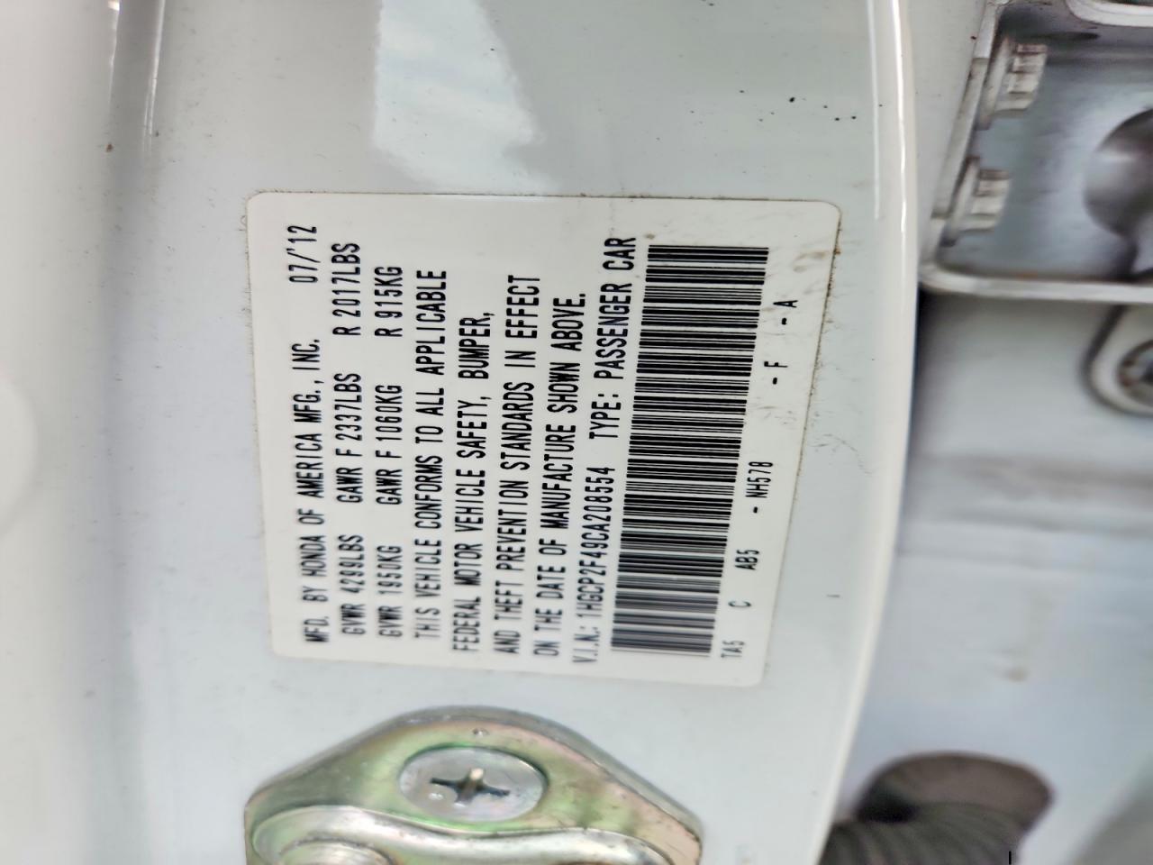 2012 Honda Accord lxp