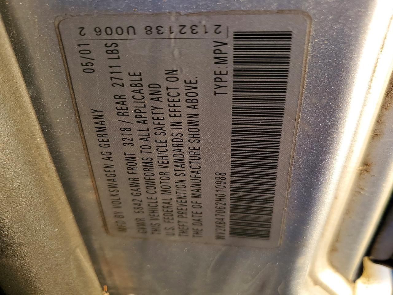 2002 Volkswagen Eurovan gls