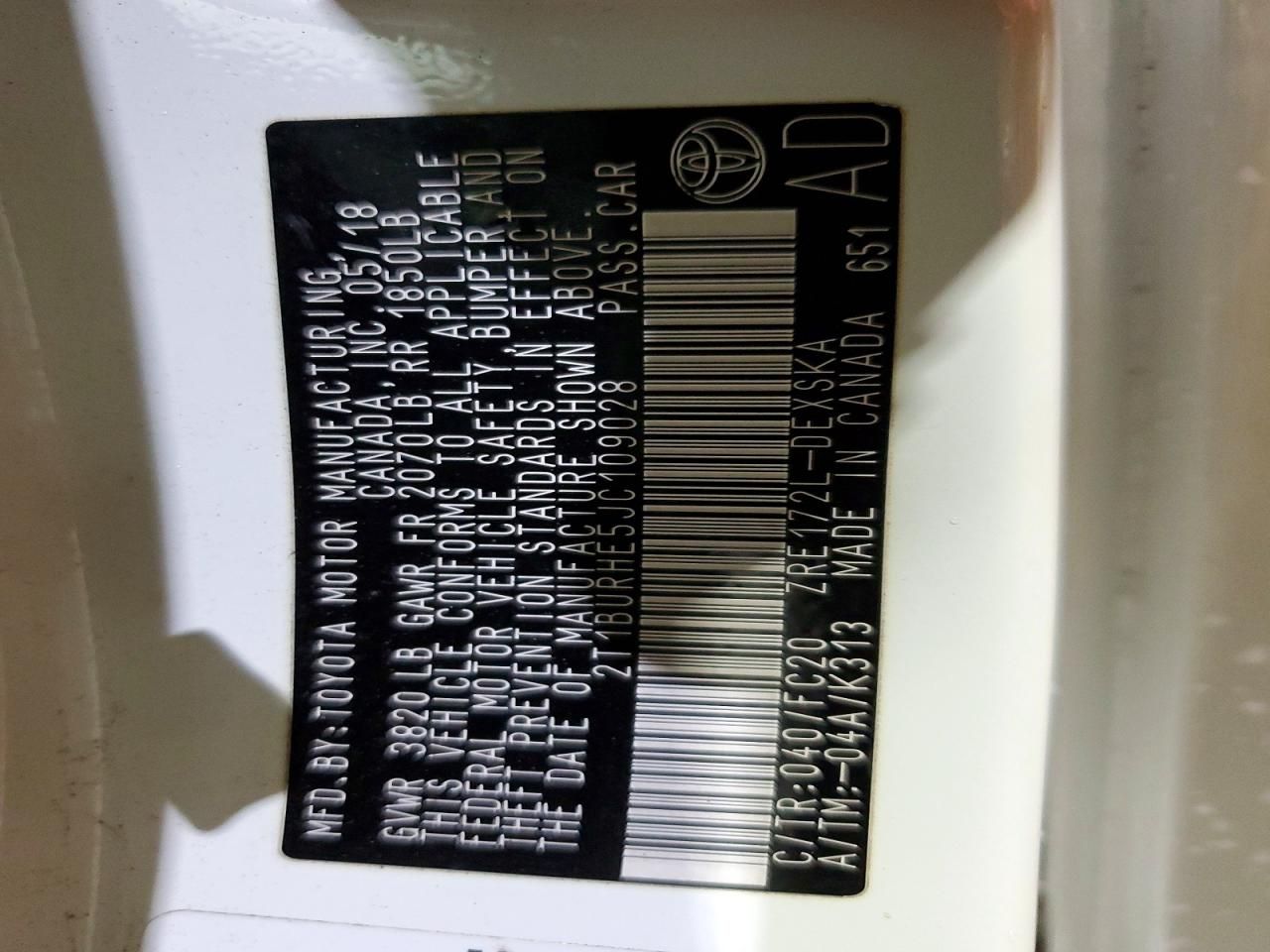 2018 Toyota Corolla l