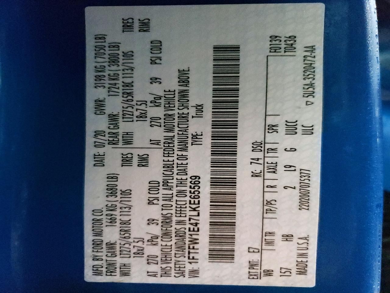 2020 Ford F150 Supercrew