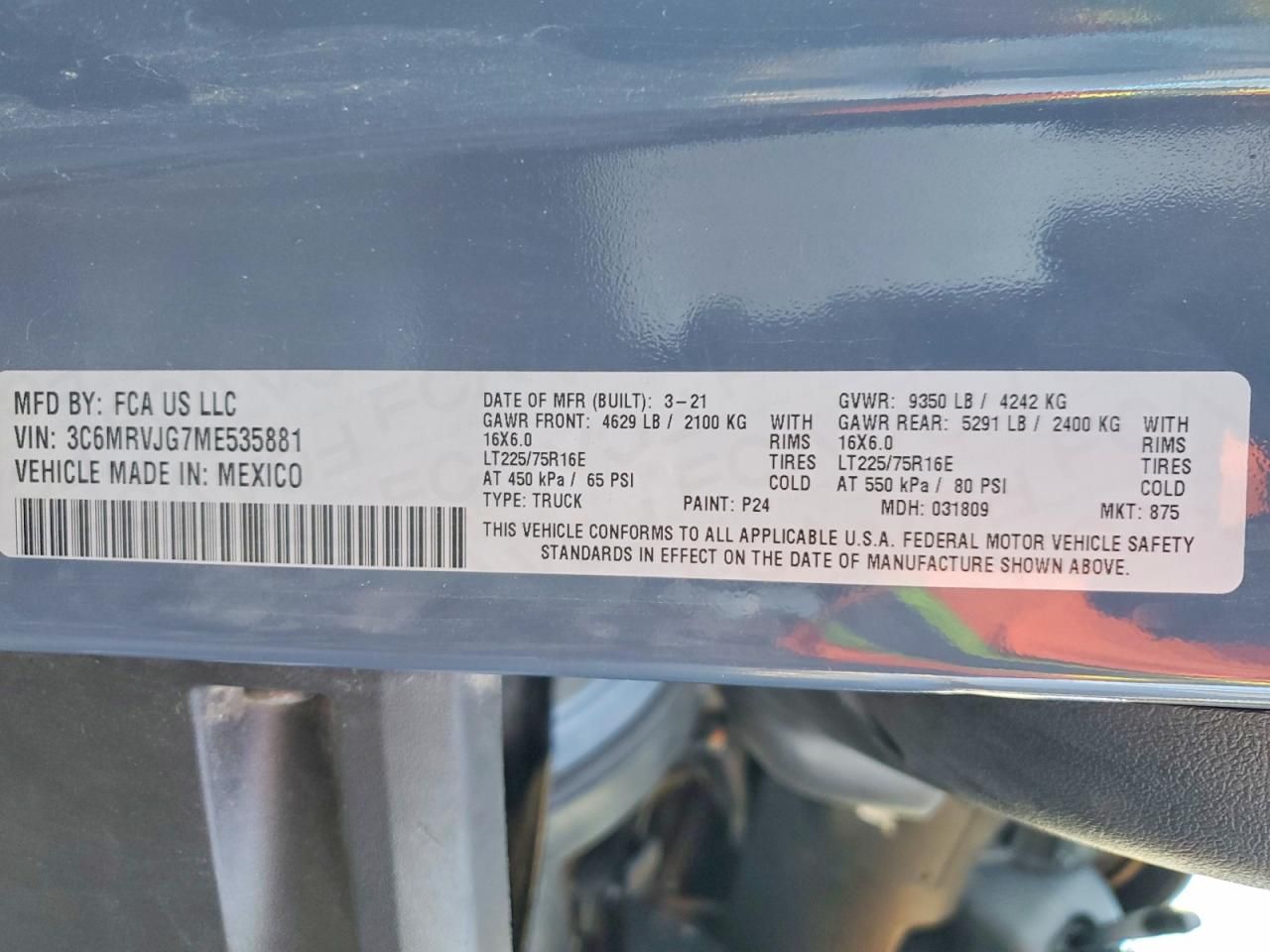 2021 Dodge RAM Promaster 3500 Delivery Van