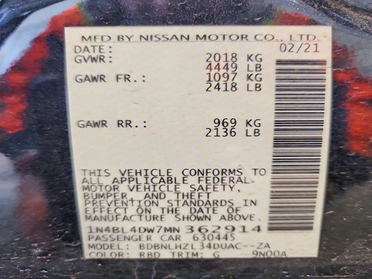 2021 Nissan Altima sv