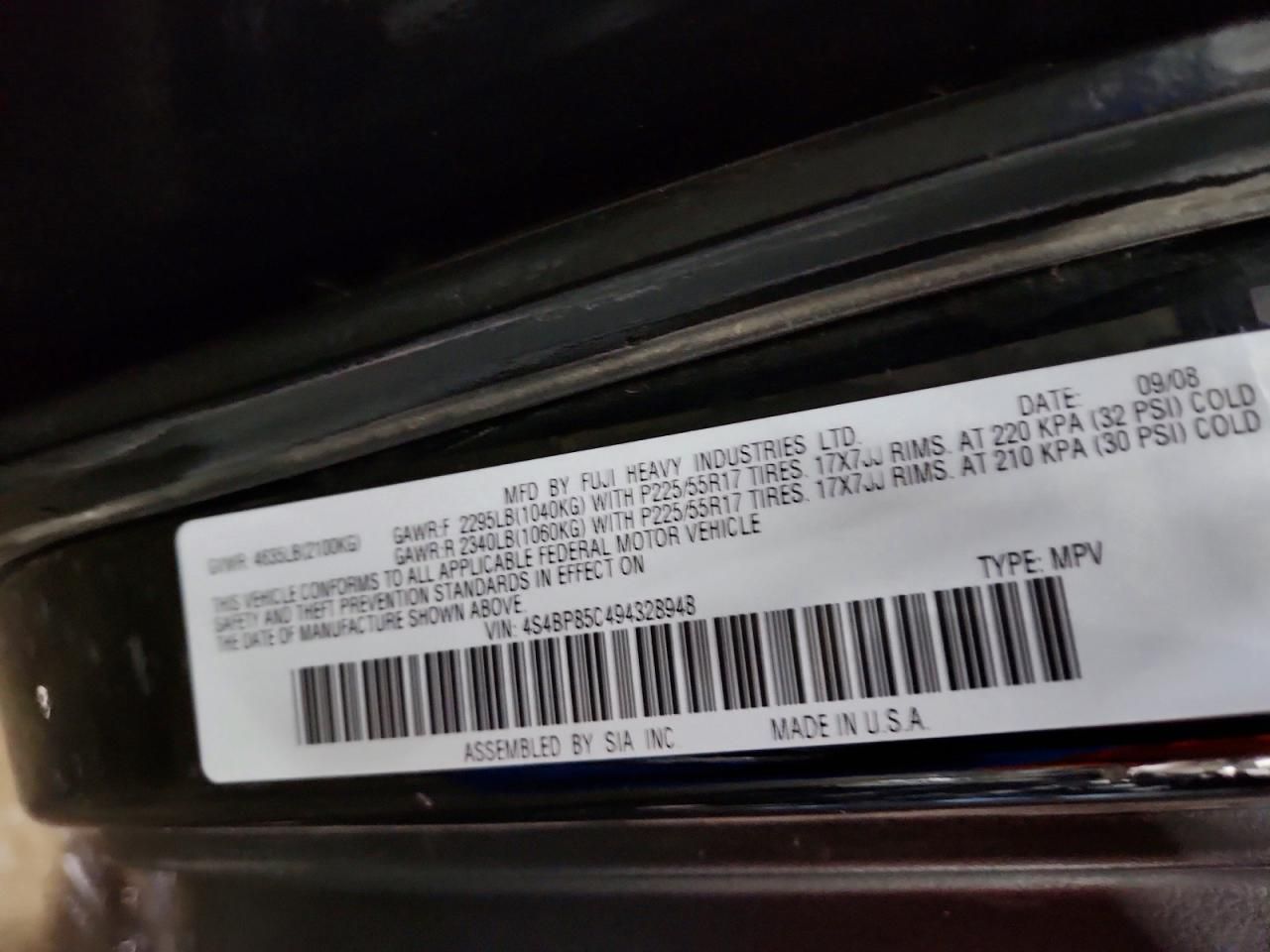 2009 Subaru Outback 3.0r