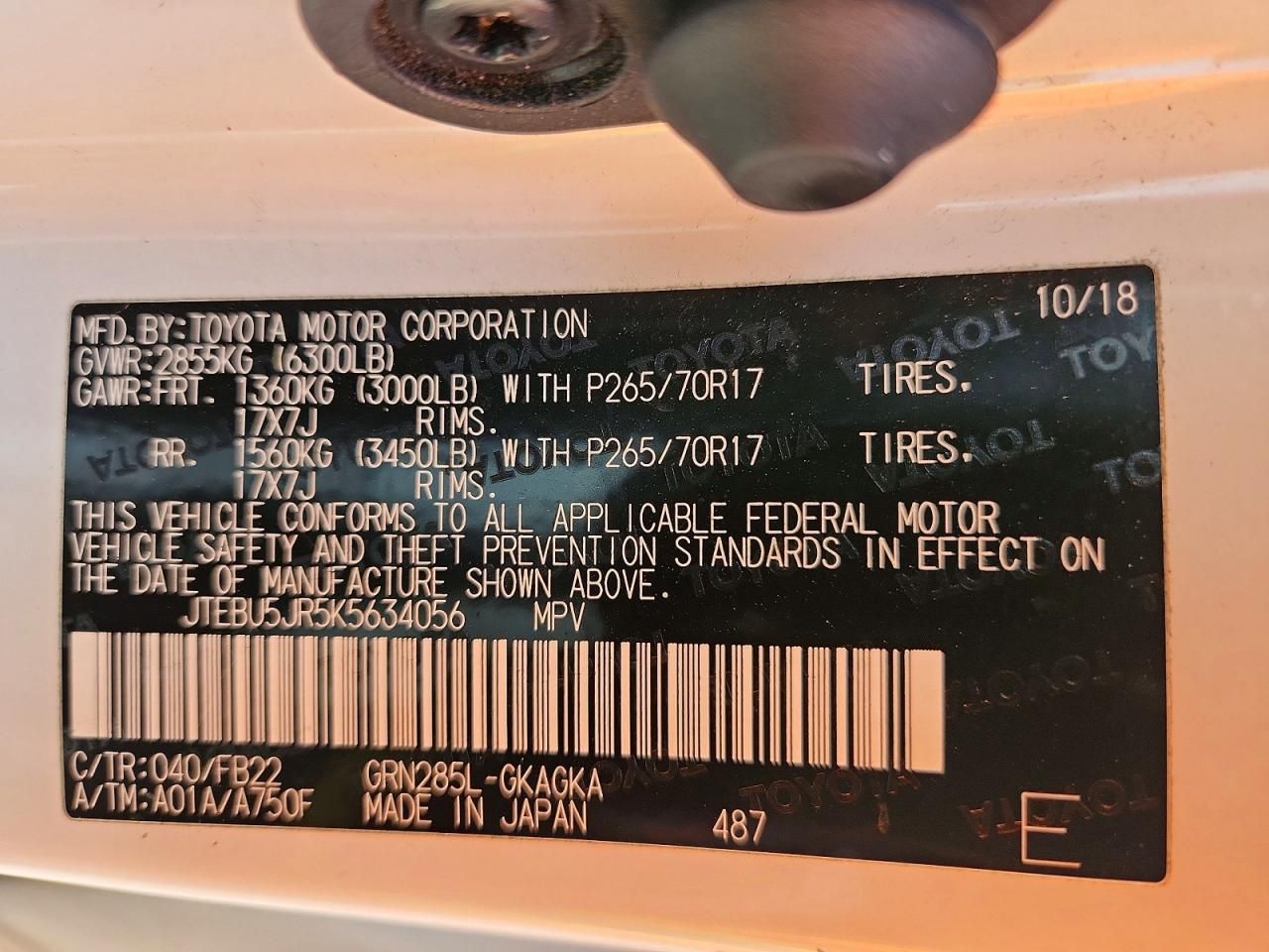 2019 Toyota 4runner Sr5/sr5 Premium