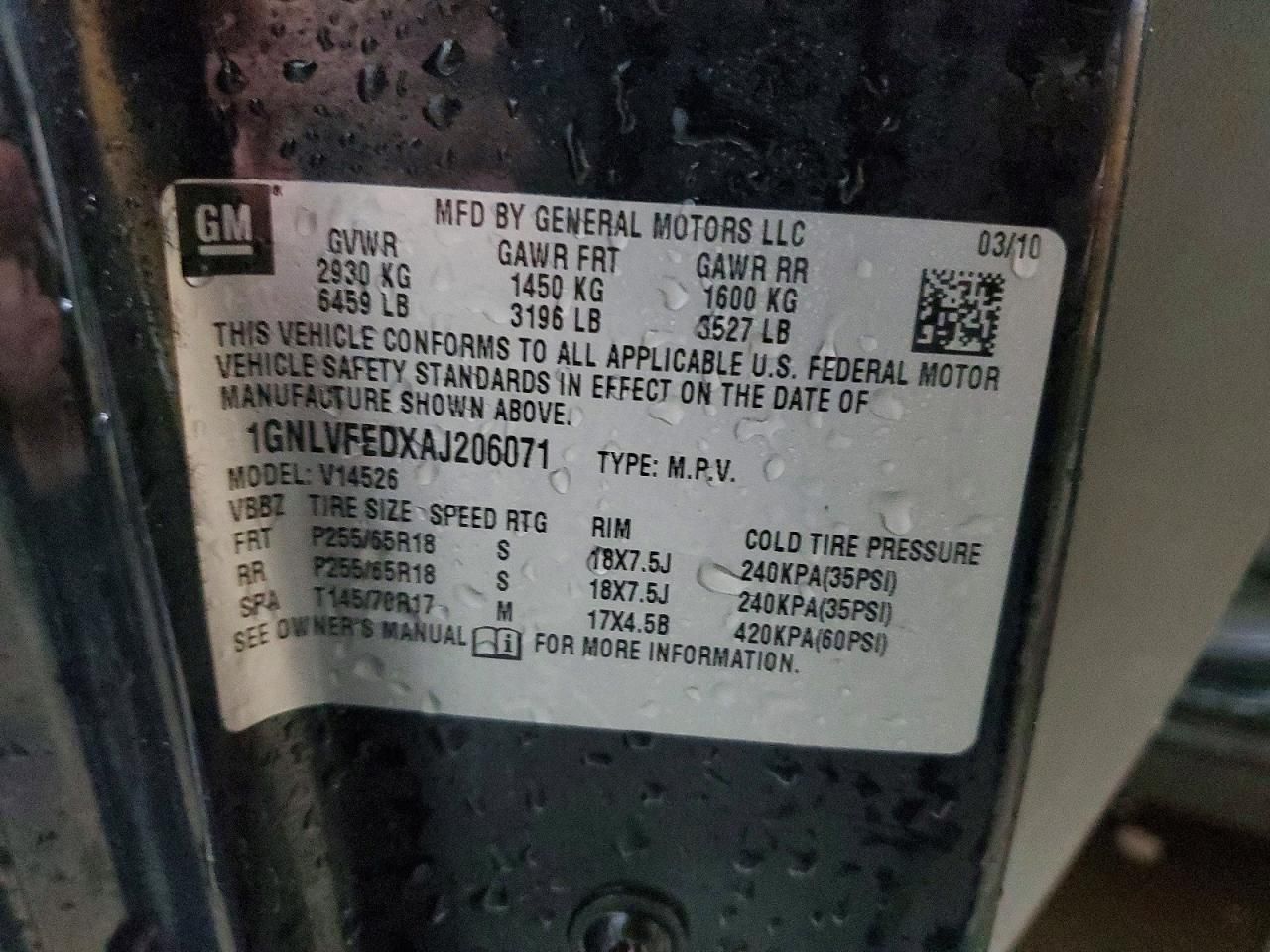 2010 Chevrolet Traverse lt