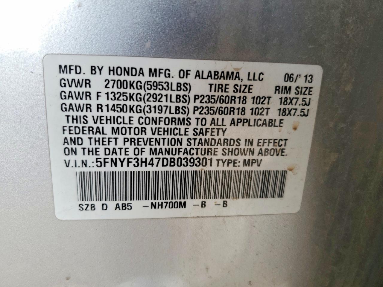 2013 Honda Pilot ex