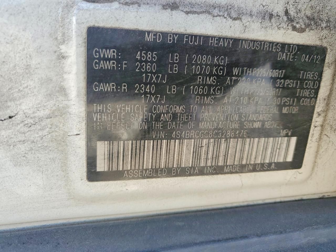 2012 Subaru Outback 2.5i Premium