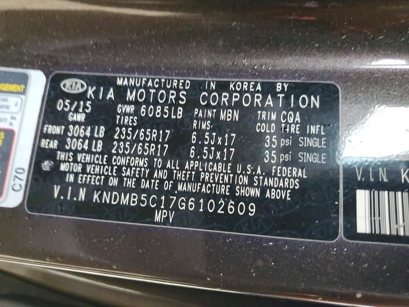 2016 KIA Sedona lx