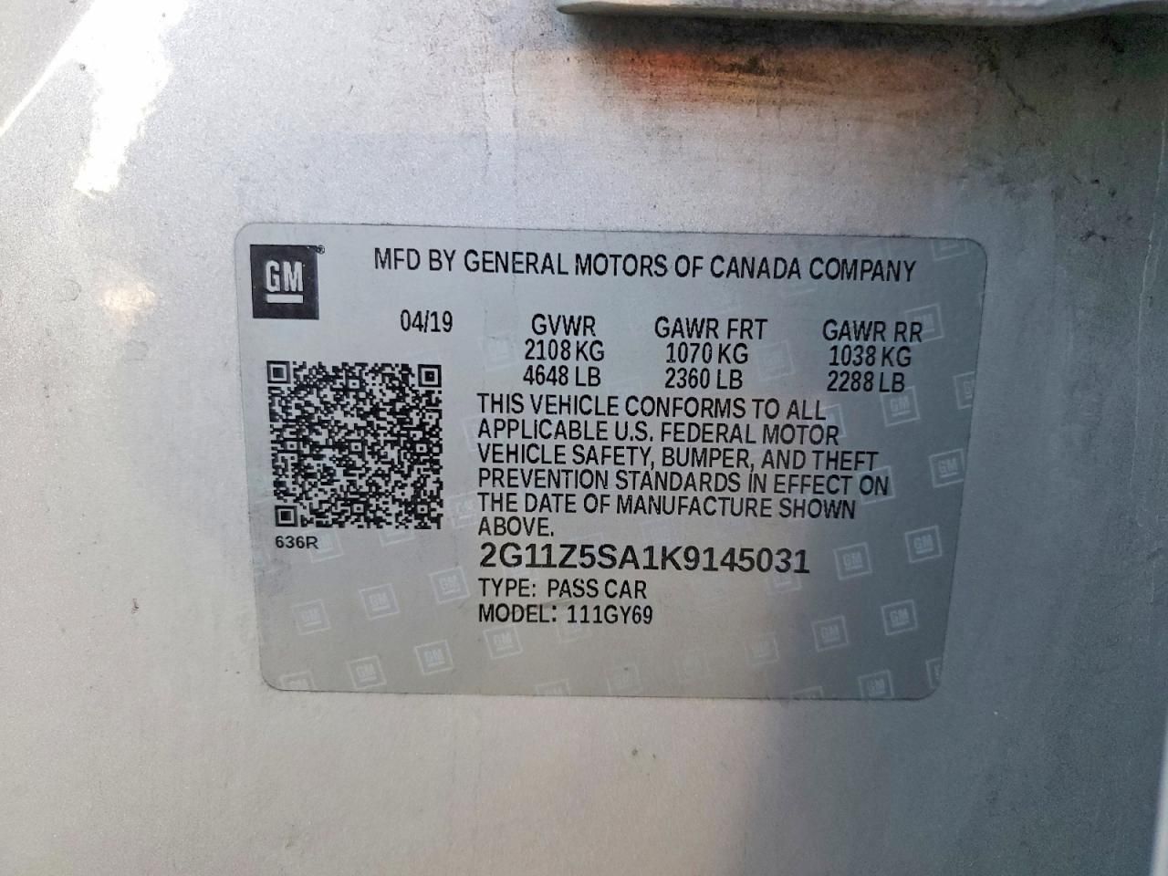 2019 Chevrolet Impala lt