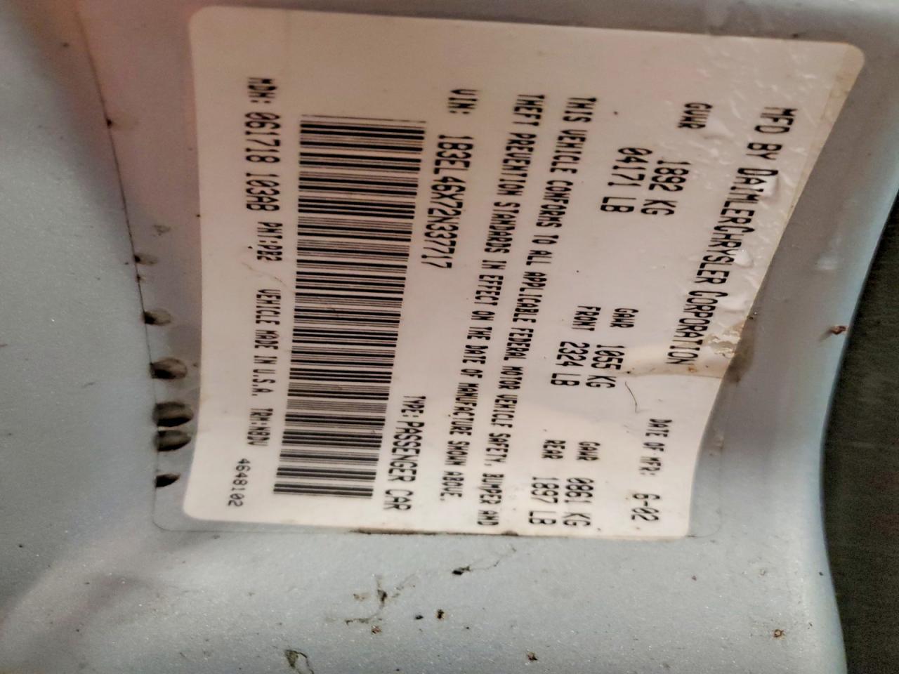 2002 Dodge Stratus se Plus