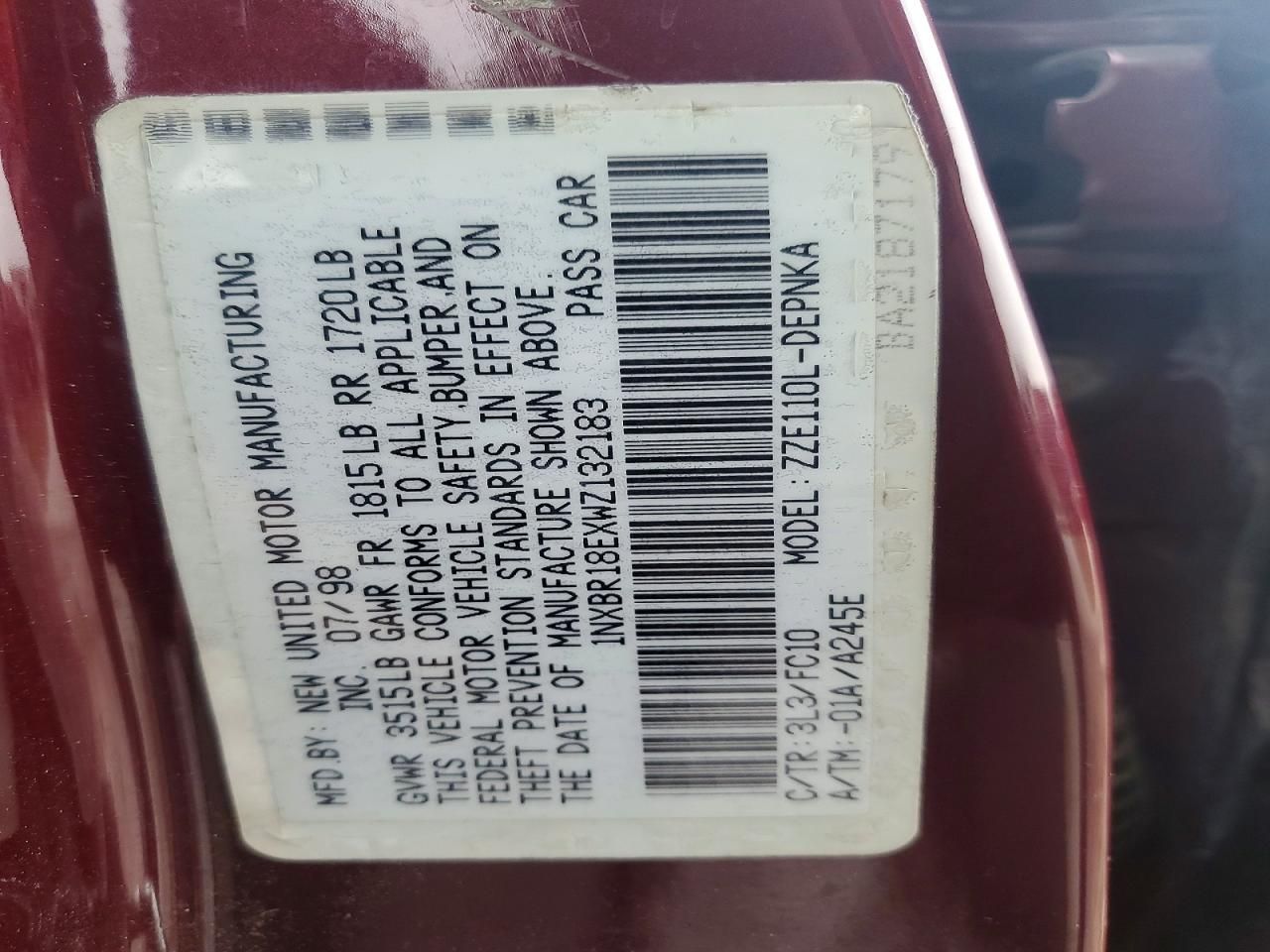 1998 Toyota Corolla ve